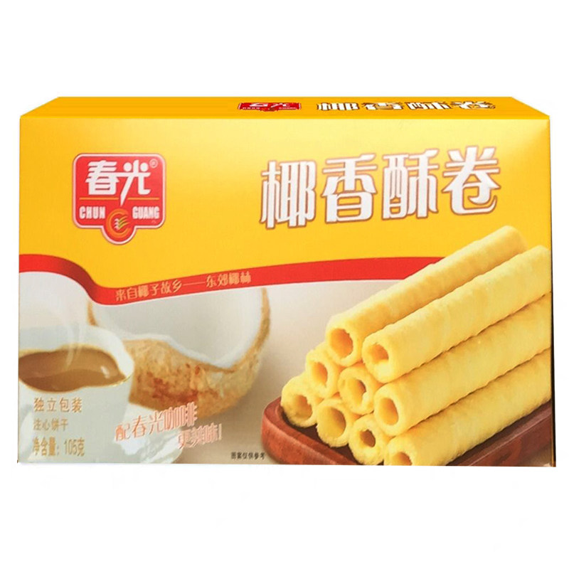海南特产105gx3春光椰香酥卷