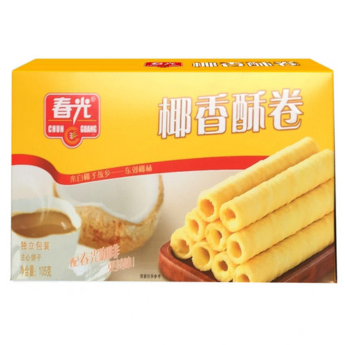 春光椰香酥卷105gX3盒海南特产椰奶椰汁夹心注浆蛋卷休闲零食小吃