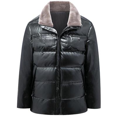 男士皮衣羽绒服新款爸爸装