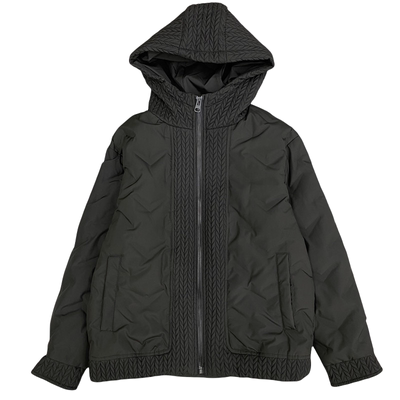 田先生修身连帽短款灰鸭绒羽绒服