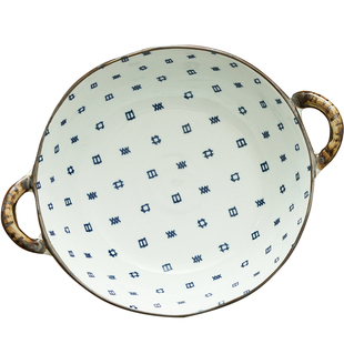 肆月双耳碗带手柄的陶瓷餐具高颜值家用单个面碗汤碗日式吃饭大号