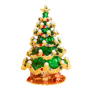 A2025年新款圣诞树首饰盒红色圣诞礼物闺蜜情侣戒指盒雪花对戒盒