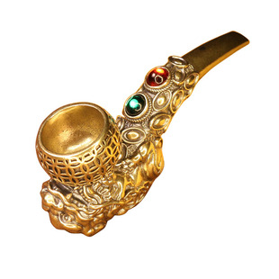 貔貅纯铜烟斗铜烟锅 便携式复古男士老式锅斗旱烟传统烟嘴铜烟具