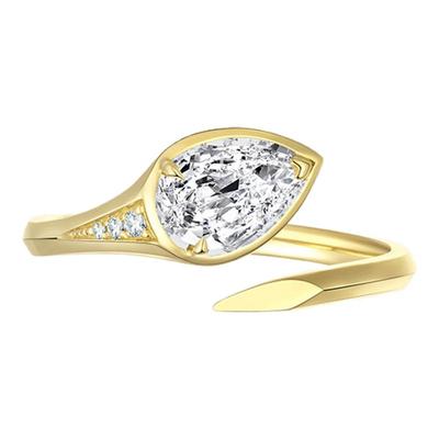 Cevol新奢钻石 曜蛇系列 18K金本命年灵蛇头钻石开口戒指女款时尚