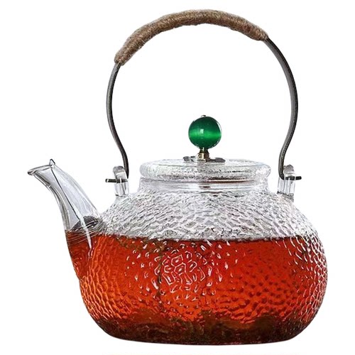 提梁壶烧水煮茶玻璃带盖把手可加热网耐高温中式家用商用茶壶套装