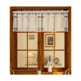 法式复古蕾丝纱帘半帘短帘隐私免打孔咖啡帘卫生间厨房小窗帘门帘