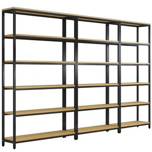 钢木书架客厅收纳储物架简约现代置物架层架落地货架展示架陈列架