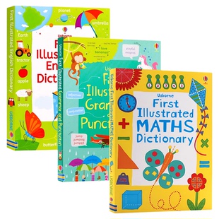 儿童图解词典3册 数学/语法与标点符号/英语 英文原版 First Illustrated Maths/Grammar and Punctuation/English Dictionary全彩