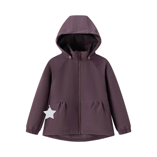 丹麦MINI A TURE童装25秋新品女童软壳防风防水透湿加绒儿童外套