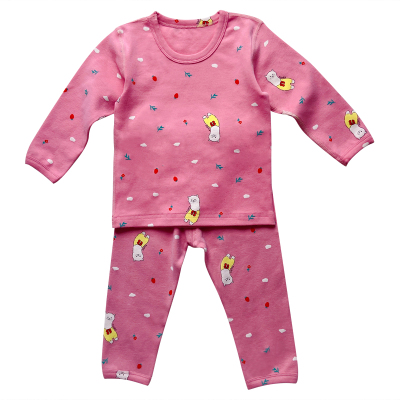 秋冬女宝宝纯棉磨毛无骨内衣套装