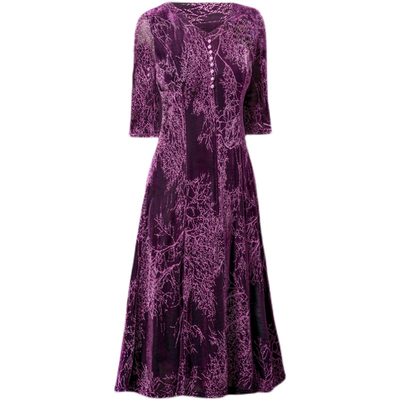 桑蚕丝中年风清仓肥胖妈妈连衣裙