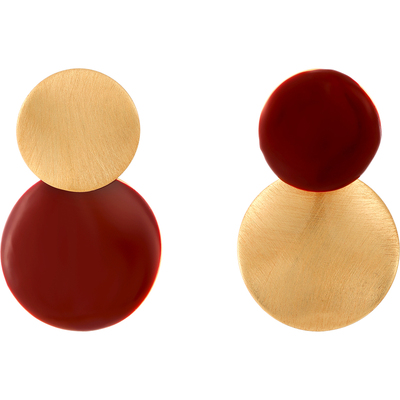 古里雅红色耳钉气质大气高级感