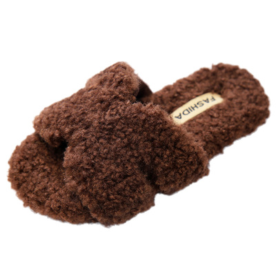 女童毛毛拖外穿软底2025冬季新