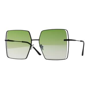 简约黑框渐变绿色墨镜UV400防紫外线镂空纯平设计五边形太阳眼镜