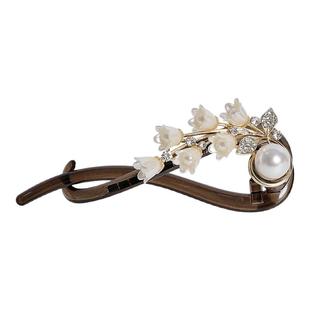 新中式铃兰花扭扭夹超仙气质花朵发饰复古优雅一字夹时尚盘发夹女