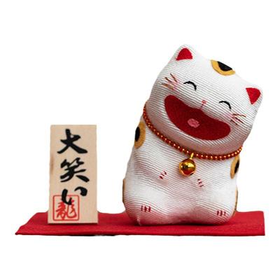 同合日本进口龙虎堂欢笑福运猫咪可爱摆件招财猫车载办公桌摆件