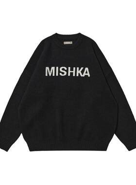 MISHKA圆领慵懒风针织毛衣