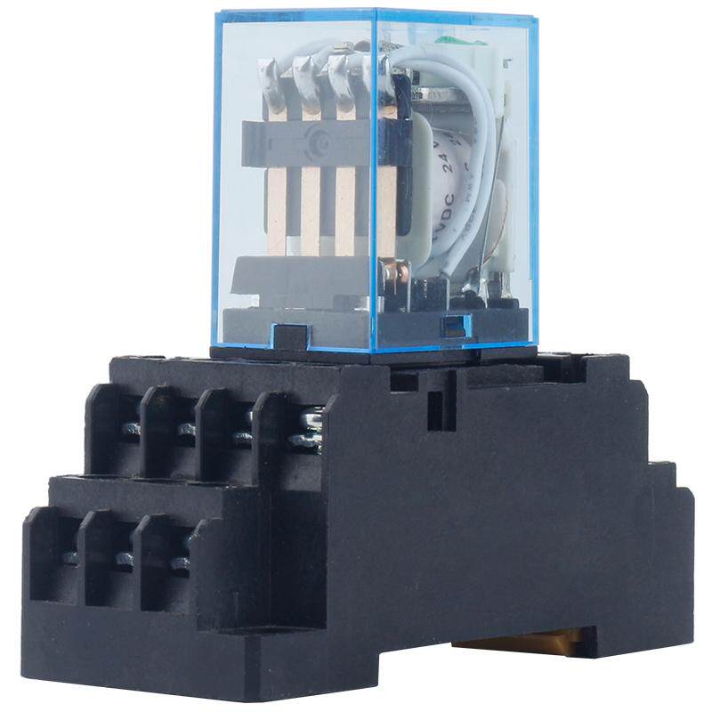 小型中间继电器220V交流HH52P24V12伏直流8脚电磁开关带底座MY2NJ