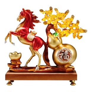 马到成功葫芦发财树客厅摆件高级感 马上有钱乔迁开业送礼品招财