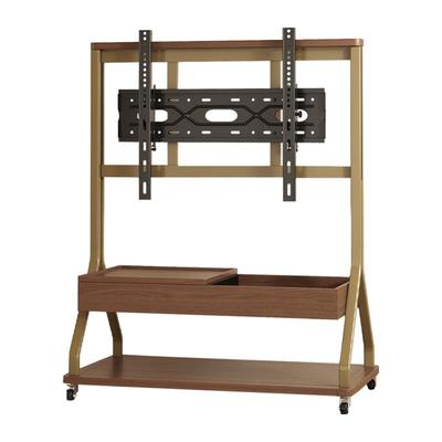 三梦实木可移动电视柜中古风客厅家用小户型落地胡桃色电视机支架