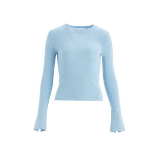 OBEG欧碧倩春季天丝羊毛针织衫坑条修身内搭醋酸打底衫女10501030