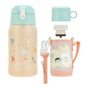 膳魔师正品儿童不锈钢保温杯吸管直饮水杯双盖学生上学便携550ml