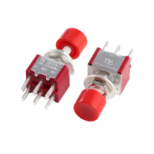 按钮开关 PS-102 202 带小红帽圆形自复位按钮 3/6脚点动钮子开关