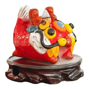 创意鱼化龙倒流香炉香插 景德镇陶瓷摆件办公桌礼物锦鲤鸱吻龙鱼