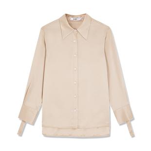 【商场同款】LILY夏新款女装气质通勤垂坠感光泽感醋酸衬衫女