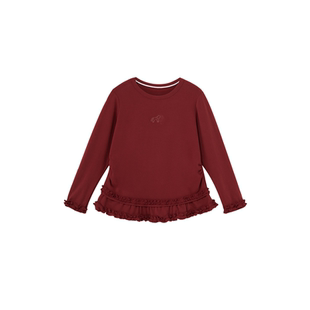 老章和小胖PONGKIKI小萌马花边双面暖绒T恤女大码百搭修身上衣冬