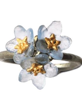 勿忘我花朵冷淡风小众设计戒指