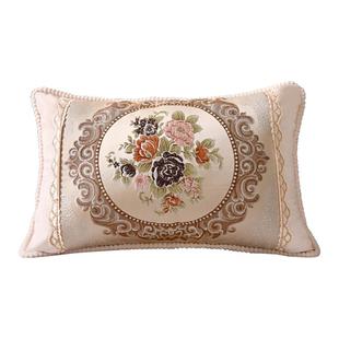 长方形欧式刺绣提花抱枕北欧客厅沙发靠垫高档奢华床头靠枕长靠背