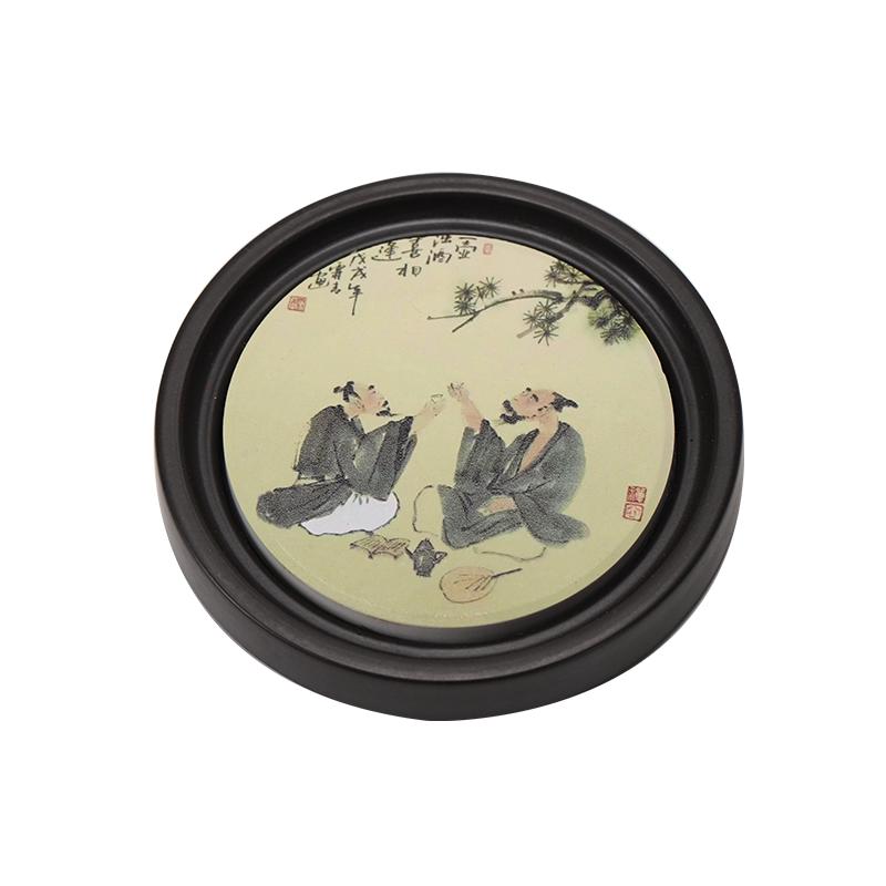 中式电木速干吸水茶杯垫家用隔热垫茶托复古圆形功夫茶具茶道配件