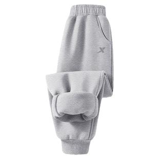 特步儿童加绒卫裤男童针织长裤冬季新款正品中大童束脚休闲运动裤