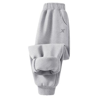 特步儿童加绒卫裤男童针织长裤