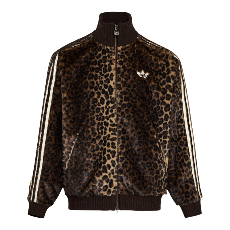 Adidas/阿迪达斯正品三叶草男女休闲立领针织豹纹运动外套KU9407
