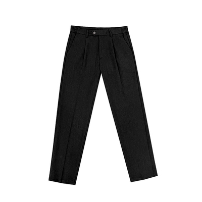 秋冬新款松紧腰男士直筒毛呢裤子加厚韩版商务免烫休闲裤九分裤