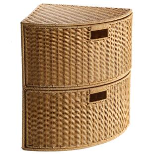 浦澜 转角收纳柜仿藤编织扇形置物架客厅二层角落整理筐抽屉篮