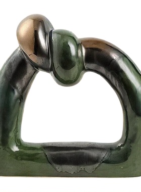 侘寂风陶瓷字母红手掌雕塑装饰品