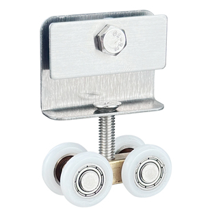 老式淋浴房玻璃移门滑轮子卫生间浴室隔断推拉门上轨道吊滚轮配件