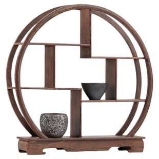 鸡翅木博古架实木中式茶具架茶室茶桌台式茶杯架子茶柜置物架摆件