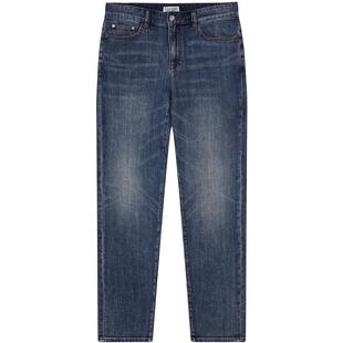 Hazzys哈吉斯休闲锥形牛仔裤舒适男士春季时尚通勤英伦风潮流裤子