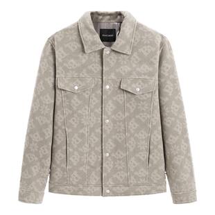 太平鸟男装 休闲夹克男时尚经典茄克衫提花羊毛夹克冬短款呢外套