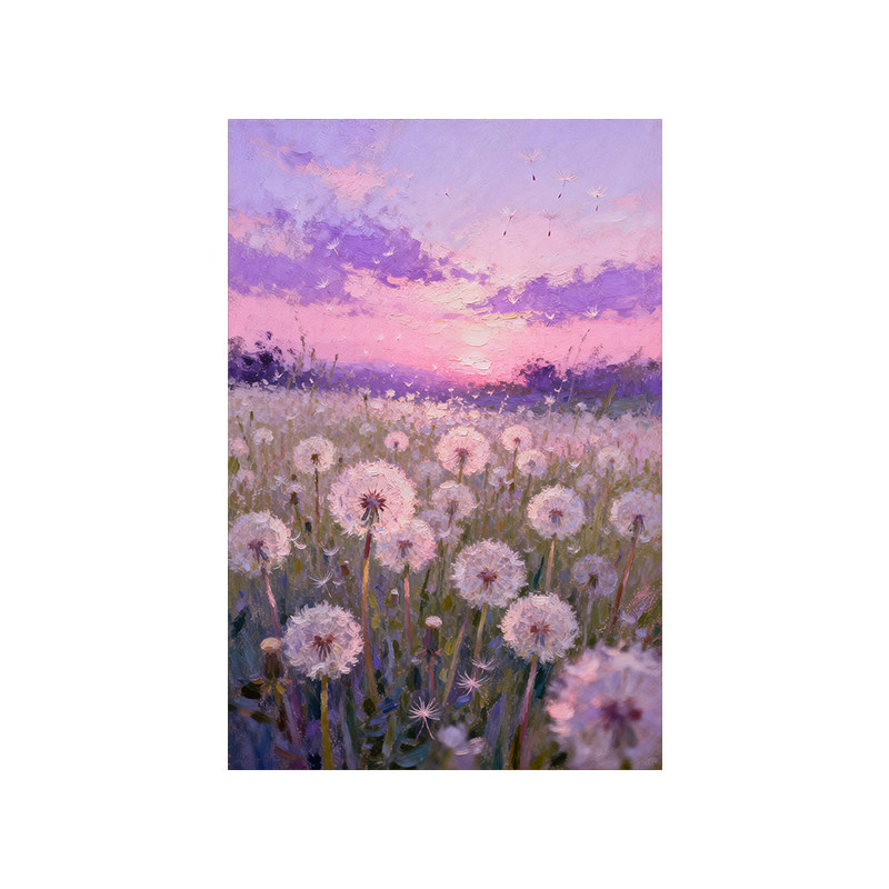 可班手绘油画蒲公英花海客厅挂画