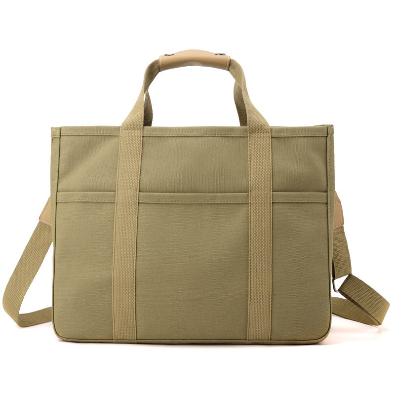 多分格隔层男女士手提公文包通勤a4文件大容量帆布袋托特斜挎定制