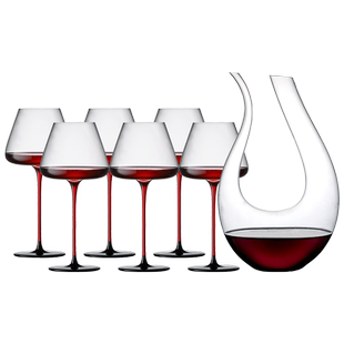 金山二两白酒杯套装家用玻璃2两中式100ml金箔白酒酒具带刻度杯架