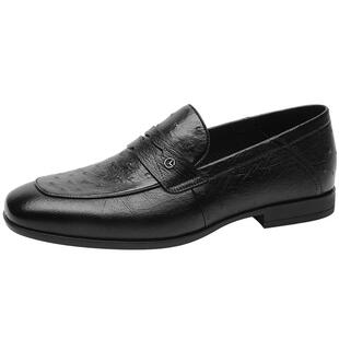 金利来2025新款鸵鸟皮商务休闲鞋一脚蹬乐福鞋柔软透气真皮鞋轻奢