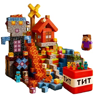 我的世界磁力方块TNT磁铁磁吸铁积木收纳盒益智拼图儿童玩具男孩6