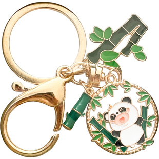 可爱大熊猫钥匙扣中国风卡通文创金属挂件礼盒情侣挂饰纪念品礼物