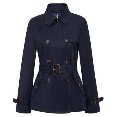 暇步士女装收腰系带短款风衣女